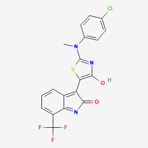 3-[2-[(4-chlorophenyl)(methyl)amino]-4-oxo-1,3-thiazol-5(4H)-ylidene]-7-(trifluoromethyl)-1,3-dihydro-2H-indol-2-one