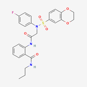 2-{[N-(2,3-dihydro-1,4-benzodioxin-6-ylsulfonyl)-N-(4-fluorophenyl)glycyl]amino}-N-propylbenzamide