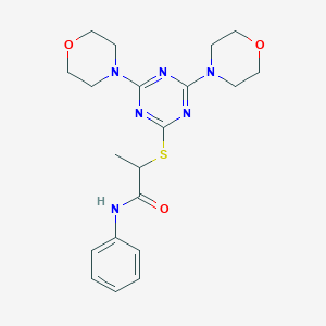 molecular formula C20H26N6O3S B458887 2-(4,6-Di-morpholin-4-yl-[1,3,5]triazin-2-ylsulfanyl)-N-phenyl-propionamide 
