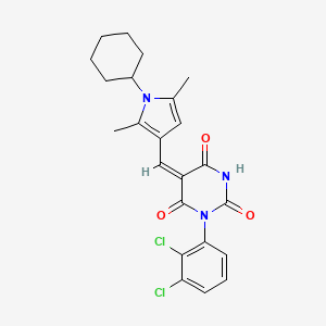 molecular formula C23H23Cl2N3O3 B4588891 (5E)-5-[(1-cyclohexyl-2,5-dimethyl-1H-pyrrol-3-yl)methylidene]-1-(2,3-dichlorophenyl)pyrimidine-2,4,6(1H,3H,5H)-trione 