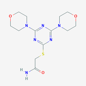 molecular formula C13H20N6O3S B458890 2-{[4,6-Di(4-morpholinyl)-1,3,5-triazin-2-yl]sulfanyl}acetamide 