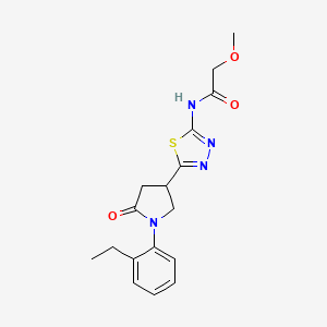 molecular formula C17H20N4O3S B4588903 N-{5-[1-(2-ethylphenyl)-5-oxo-3-pyrrolidinyl]-1,3,4-thiadiazol-2-yl}-2-methoxyacetamide 