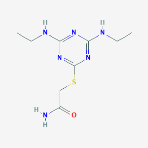 molecular formula C9H16N6OS B458891 2-{[4,6-Bis(ethylamino)-1,3,5-triazin-2-yl]sulfanyl}acetamide 