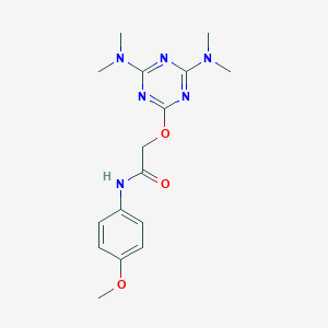 molecular formula C16H22N6O3 B458892 2-{[4,6-bis(dimethylamino)-1,3,5-triazin-2-yl]oxy}-N-(4-methoxyphenyl)acetamide 