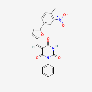 molecular formula C23H17N3O6 B4588957 (5E)-5-[[5-(4-methyl-3-nitrophenyl)furan-2-yl]methylidene]-1-(4-methylphenyl)-1,3-diazinane-2,4,6-trione 