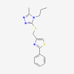 molecular formula C16H18N4S2 B4588965 4-{[(5-METHYL-4-PROPYL-4H-1,2,4-TRIAZOL-3-YL)SULFANYL]METHYL}-2-PHENYL-1,3-THIAZOLE 