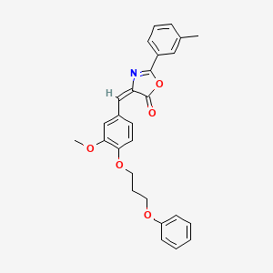 molecular formula C27H25NO5 B4588978 (4E)-4-[[3-methoxy-4-(3-phenoxypropoxy)phenyl]methylidene]-2-(3-methylphenyl)-1,3-oxazol-5-one 