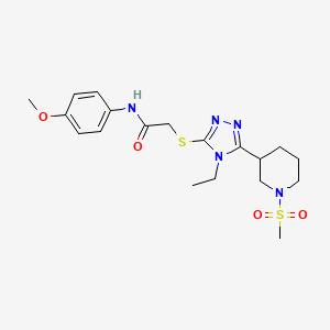 molecular formula C19H27N5O4S2 B4588987 2-({4-ethyl-5-[1-(methylsulfonyl)-3-piperidinyl]-4H-1,2,4-triazol-3-yl}thio)-N-(4-methoxyphenyl)acetamide 