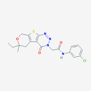 molecular formula C19H19ClN4O3S B458900 N-(3-chlorophenyl)-2-(6-ethyl-6-methyl-4-oxo-5,8-dihydro-4H-pyrano[4',3':4,5]thieno[2,3-d][1,2,3]triazin-3(6H)-yl)acetamide 