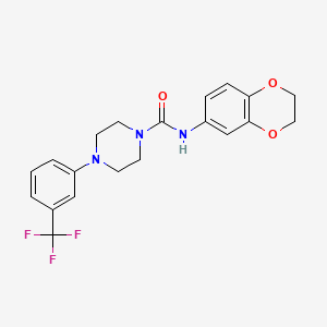 molecular formula C20H20F3N3O3 B4589006 N-(2,3-dihydro-1,4-benzodioxin-6-yl)-4-[3-(trifluoromethyl)phenyl]-1-piperazinecarboxamide 