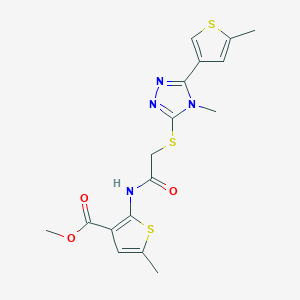 molecular formula C17H18N4O3S3 B4589031 methyl 5-methyl-2-[({[4-methyl-5-(5-methyl-3-thienyl)-4H-1,2,4-triazol-3-yl]thio}acetyl)amino]-3-thiophenecarboxylate 