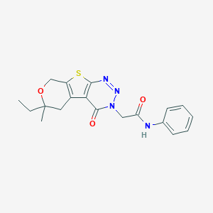 molecular formula C19H20N4O3S B458909 2-(12-ethyl-12-methyl-3-oxo-11-oxa-8-thia-4,5,6-triazatricyclo[7.4.0.02,7]trideca-1(9),2(7),5-trien-4-yl)-N-phenylacetamide 