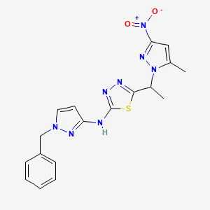 molecular formula C18H18N8O2S B4589118 N-(1-BENZYL-1H-PYRAZOL-3-YL)-N-{5-[1-(5-METHYL-3-NITRO-1H-PYRAZOL-1-YL)ETHYL]-1,3,4-THIADIAZOL-2-YL}AMINE 