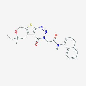 molecular formula C23H22N4O3S B458914 2-(6-ethyl-6-methyl-4-oxo-5,8-dihydro-4H-pyrano[4',3':4,5]thieno[2,3-d][1,2,3]triazin-3(6H)-yl)-N-(1-naphthyl)acetamide 