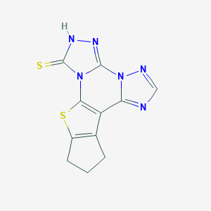 molecular formula C11H8N6S2 B458918 11,12-dihydro-10H-cyclopenta[4,5]thieno[3,2-e]di[1,2,4]triazolo[4,3-a:1,5-c]pyrimidin-7-yl hydrosulfide CAS No. 723747-21-5