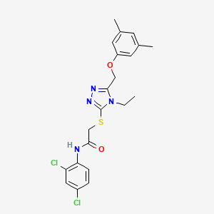 molecular formula C21H22Cl2N4O2S B4589195 N-(2,4-dichlorophenyl)-2-({5-[(3,5-dimethylphenoxy)methyl]-4-ethyl-4H-1,2,4-triazol-3-yl}thio)acetamide 