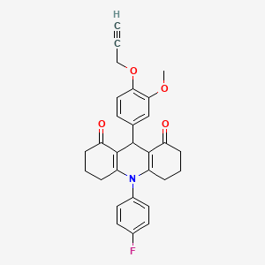 molecular formula C29H26FNO4 B4589225 10-(4-fluorophenyl)-9-[3-methoxy-4-(2-propyn-1-yloxy)phenyl]-3,4,6,7,9,10-hexahydro-1,8(2H,5H)-acridinedione 