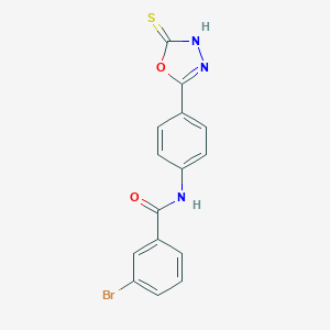 molecular formula C15H10BrN3O2S B458927 3-bromo-N-[4-(5-sulfanyl-1,3,4-oxadiazol-2-yl)phenyl]benzamide 