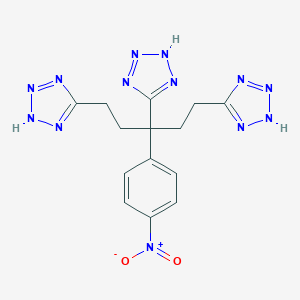 molecular formula C14H15N13O2 B458930 5-{1-{4-nitrophenyl}-3-(1H-tetraazol-5-yl)-1-[2-(1H-tetraazol-5-yl)ethyl]propyl}-1H-tetraazole 