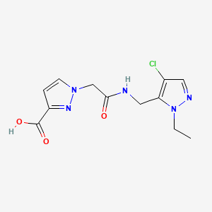 molecular formula C12H14ClN5O3 B4589322 1-(2-{[(4-chloro-1-ethyl-1H-pyrazol-5-yl)methyl]amino}-2-oxoethyl)-1H-pyrazole-3-carboxylic acid 