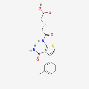 2-[(2-{[3-(AMINOCARBONYL)-4-(3,4-DIMETHYLPHENYL)-2-THIENYL]AMINO}-2-OXOETHYL)SULFANYL]ACETIC ACID