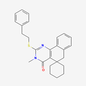 3-methyl-2-[(2-phenylethyl)sulfanyl]-3H-spiro[benzo[h]quinazoline-5,1'-cyclohexan]-4(6H)-one