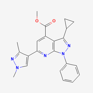 molecular formula C22H21N5O2 B4589446 methyl 3-cyclopropyl-6-(1,3-dimethyl-1H-pyrazol-4-yl)-1-phenyl-1H-pyrazolo[3,4-b]pyridine-4-carboxylate 