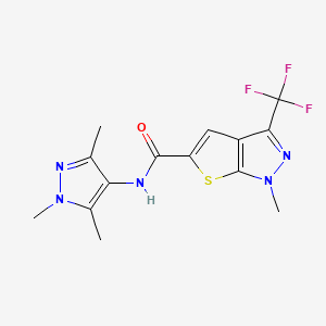 1-methyl-3-(trifluoromethyl)-N-(1,3,5-trimethyl-1H-pyrazol-4-yl)-1H-thieno[2,3-c]pyrazole-5-carboxamide