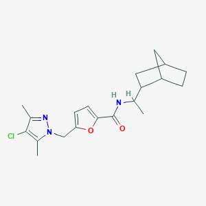 molecular formula C20H26ClN3O2 B4589490 N~2~-(1-BICYCLO[2.2.1]HEPT-2-YLETHYL)-5-[(4-CHLORO-3,5-DIMETHYL-1H-PYRAZOL-1-YL)METHYL]-2-FURAMIDE 