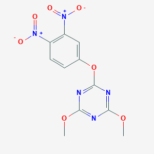 molecular formula C11H9N5O7 B458954 2-{3,4-Bisnitrophenoxy}-4,6-dimethoxy-1,3,5-triazine 