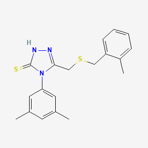 molecular formula C19H21N3S2 B4589550 4-(3,5-dimethylphenyl)-5-{[(2-methylbenzyl)thio]methyl}-4H-1,2,4-triazole-3-thiol 