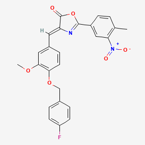 molecular formula C25H19FN2O6 B4589566 (4Z)-4-[[4-[(4-fluorophenyl)methoxy]-3-methoxyphenyl]methylidene]-2-(4-methyl-3-nitrophenyl)-1,3-oxazol-5-one 