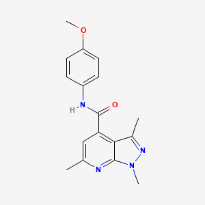 molecular formula C17H18N4O2 B4589652 N-(4-methoxyphenyl)-1,3,6-trimethyl-1H-pyrazolo[3,4-b]pyridine-4-carboxamide 