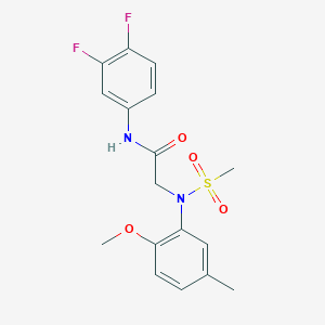 molecular formula C17H18F2N2O4S B4589659 N~1~-(3,4-difluorophenyl)-N~2~-(2-methoxy-5-methylphenyl)-N~2~-(methylsulfonyl)glycinamide 