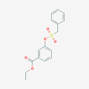 molecular formula C16H16O5S B458967 Ethyl 3-[(benzylsulfonyl)oxy]benzoate 