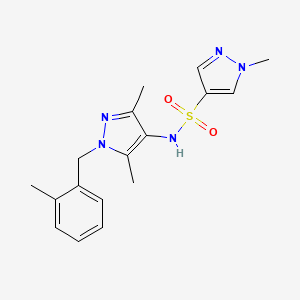 molecular formula C17H21N5O2S B4589672 N~4~-[3,5-DIMETHYL-1-(2-METHYLBENZYL)-1H-PYRAZOL-4-YL]-1-METHYL-1H-PYRAZOLE-4-SULFONAMIDE 