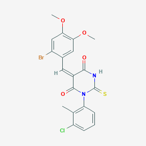 (5E)-5-(2-bromo-4,5-dimethoxybenzylidene)-1-(3-chloro-2-methylphenyl)-2-thioxodihydropyrimidine-4,6(1H,5H)-dione