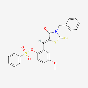 [2-[(Z)-(3-benzyl-4-oxo-2-sulfanylidene-1,3-thiazolidin-5-ylidene)methyl]-4-methoxyphenyl] benzenesulfonate