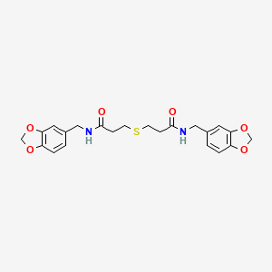 molecular formula C22H24N2O6S B4589730 N-[(2H-13-BENZODIOXOL-5-YL)METHYL]-3-[(2-{[(2H-13-BENZODIOXOL-5-YL)METHYL]CARBAMOYL}ETHYL)SULFANYL]PROPANAMIDE 