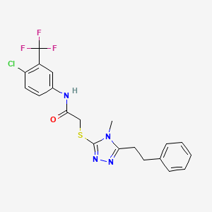 N-[4-chloro-3-(trifluoromethyl)phenyl]-2-{[4-methyl-5-(2-phenylethyl)-4H-1,2,4-triazol-3-yl]thio}acetamide