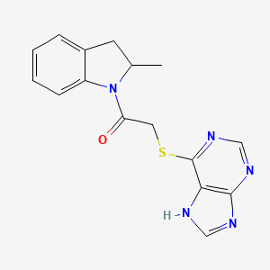 6-{[2-(2-methyl-2,3-dihydro-1H-indol-1-yl)-2-oxoethyl]thio}-9H-purine