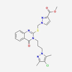 METHYL 1-[({3-[3-(4-CHLORO-3,5-DIMETHYL-1H-PYRAZOL-1-YL)PROPYL]-4-OXO-3,4-DIHYDRO-2-QUINAZOLINYL}SULFANYL)METHYL]-1H-PYRAZOLE-3-CARBOXYLATE