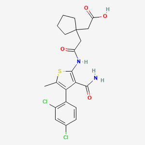 molecular formula C21H22Cl2N2O4S B4589810 [1-(2-{[3-(aminocarbonyl)-4-(2,4-dichlorophenyl)-5-methyl-2-thienyl]amino}-2-oxoethyl)cyclopentyl]acetic acid 