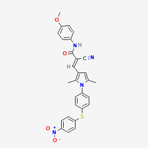 (E)-2-cyano-3-[2,5-dimethyl-1-[4-(4-nitrophenyl)sulfanylphenyl]pyrrol-3-yl]-N-(4-methoxyphenyl)prop-2-enamide