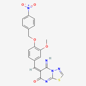 (6E)-5-imino-6-[[3-methoxy-4-[(4-nitrophenyl)methoxy]phenyl]methylidene]-[1,3,4]thiadiazolo[3,2-a]pyrimidin-7-one