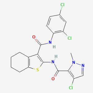 molecular formula C20H17Cl3N4O2S B4589935 4-chloro-N-(3-{[(2,4-dichlorophenyl)amino]carbonyl}-4,5,6,7-tetrahydro-1-benzothien-2-yl)-1-methyl-1H-pyrazole-5-carboxamide 