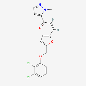 molecular formula C18H14Cl2N2O3 B4590053 (Z)-3-{5-[(2,3-DICHLOROPHENOXY)METHYL]-2-FURYL}-1-(1-METHYL-1H-PYRAZOL-5-YL)-2-PROPEN-1-ONE 