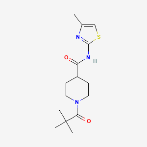 molecular formula C15H23N3O2S B4590114 1-(2,2-dimethylpropanoyl)-N-(4-methyl-1,3-thiazol-2-yl)-4-piperidinecarboxamide 