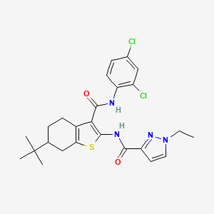 molecular formula C25H28Cl2N4O2S B4590147 N-{6-tert-butyl-3-[(2,4-dichlorophenyl)carbamoyl]-4,5,6,7-tetrahydro-1-benzothiophen-2-yl}-1-ethyl-1H-pyrazole-3-carboxamide 