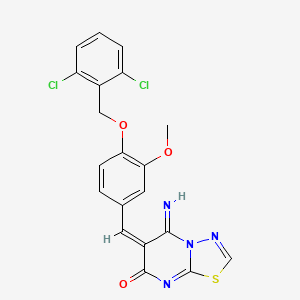 (6E)-6-[[4-[(2,6-dichlorophenyl)methoxy]-3-methoxyphenyl]methylidene]-5-imino-[1,3,4]thiadiazolo[3,2-a]pyrimidin-7-one